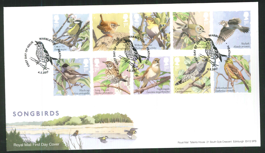 2017 - First Day Cover "Songbirds" - FDI Warbleton,Heathfield Postmark